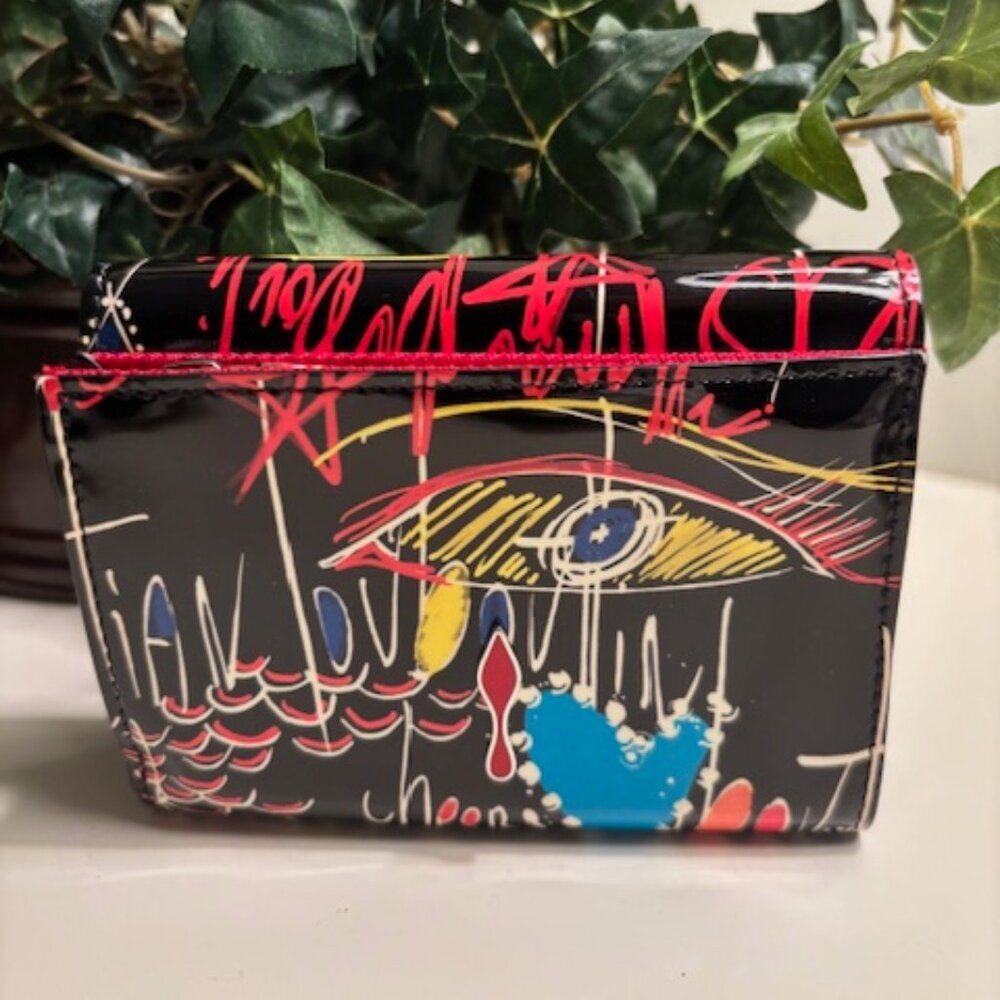 👠Christian Louboutin Loubitag Graffiti Patent Mini Trifold Wallet-RARE! - Picture 2 of 10